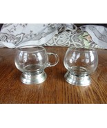 CONTEMPORARY GLASS SUGAR AND CREAMER SET WITH SILVER BASE - £11.08 GBP