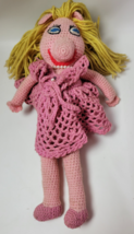 Vintage Handmade Crochet Miss Piggy Plush Doll Muppets 18&quot; - $29.70