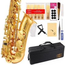 Professional Alto Eb Sax Saxophone Gold Laquer Finish, Alto Saxophone With 11Ree - £235.28 GBP