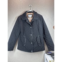 Relativity Womens Black Quilted Jacket Snap Closure Collared Size Medium - $464.68 MXN