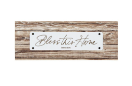 8.5 x 3.25 in &quot;Bless this Home&quot; tabletop plaque Joshua 24:15 Catholic Ch... - £11.98 GBP