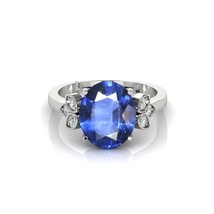 Natürlich 6Ct Blauer Saphir 925 Sterlingsilber 14k Weiß Vergoldet Damen Ring - £56.21 GBP