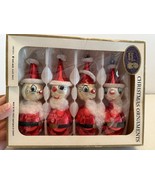 Vintage Christmas Ornament Blown Glass Santa Cotton Beard Set of 4pc - $1,556.61 MXN