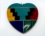 Native American Sterling Silver Multi Gemstone Inlay HEART PENDANT Vinta... - $42.73