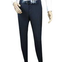 Men Suit BERLUSCONI Italian Wool 180's Pin Stripe One Button Peak UGS95-01 Navy image 8