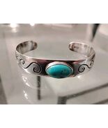 925 Sterling Silver Mexico Turquoise 6.77-in Cuff Bracelet 14 Mm Wide  - $1,459.99 MXN