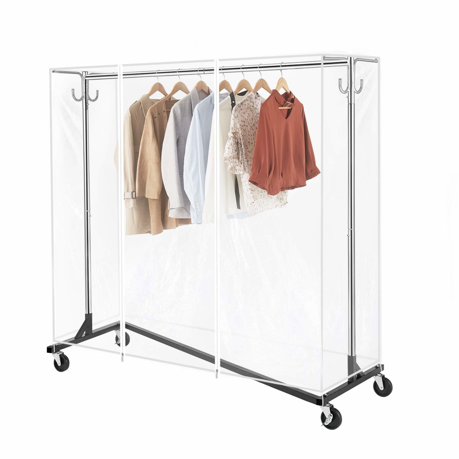 Primary image for Clothes Rack With Cover & Tube Bracket, Industrial Pipe Z Base Clothing Garment 