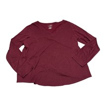 Sonoma The Everyday T-Shirt Women&#39;s XL Maroon Cotton Long Sleeve V-Neck ... - $15.72