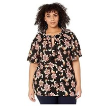 Lauren by Ralph Lauren Women Plus 3X Black Mu Floral Short Sleeve Top NWT AN16 - £31.82 GBP