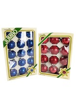 2 Boxes Vintage Pyramid Glass Red &amp; Blue Christmas Ball Ornaments USA 27... - $513.35 MXN