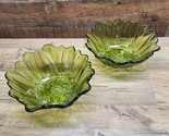 Set Of 2 Vintage Indiana Glass / Anchor Hocking Avocado Green 7&quot; Sunflow... - £14.69 GBP