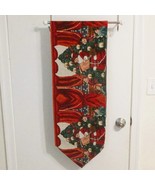 Table Runner Santa Checking a List Tree Children Tapestry Vtg - €6,82 EUR