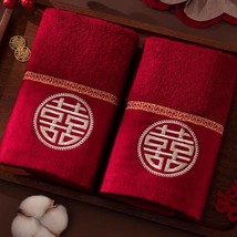 Embroidered Red Wedding Face Towel | Wedding Towel Party Towel Washcloth - $39.00