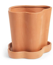 Freeform Wavy Rounded Terracotta Planter Pot with Tray by OAKE 7.5&quot; 6&quot; inch NEW - £19.92 GBP