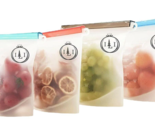 Set of 4 Reusable Silicone Food Storage Bags, 2 Large and 2 Medium Eco-F... - £15.45 GBP