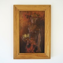 Woman with Fruit Basket African Copper Relief Repoussé Wall Art Framed Portrait - £64.10 GBP
