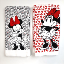 Lot of 4 Disney Minnie Mouse Kitchen Towels White 16&quot; x 26&quot; 100% Cotton Red Bow - £15.09 GBP