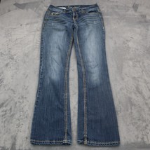 Ariya Jeans Pants Womens 6 Blue Bootcut Low Rise Button Stretch Dark Wash Denim - £23.28 GBP