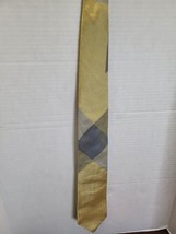 TOMMY HILFIGER Silk Tie Gold  Yellow Blue Huge Buffalo Plaid - $12.16