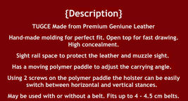 Fits S&W MP 380 Shield EZ 3.675”BBL Leather Paddle Holster Open Top #1507# RH image 6