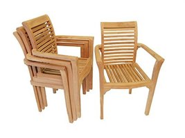 Windsor's Grade A Teak Stacking ArmChair, Contoured Seat.Comes assembled/ 4 Pack - $1,950.00