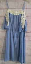 Chelsea &amp; Violet Dress Size Medium Cold Shoulder Crochet Trim Blue White - $22.99