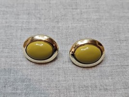 Vintage Silver Tone Oval Shape/Olive Stone Replica Earrings - £7.52 GBP