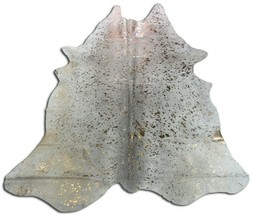 Bronze Cowhide Rug Size: 7 3/4&#39; X 6&#39; Grey/Bronze Acid Washed Cowhide Rug O-648 - £232.93 GBP