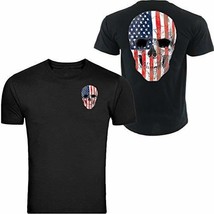Americana Skull T-SHIRT Tee Patriotic Merica Usa Pride Flag Front &amp; Back (S, Bla - £12.33 GBP