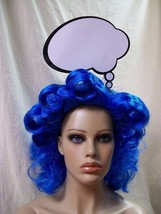 Blue Pop Art Girl Wig Speech Bubble Headband Comic Book Anime Rave Party Cosplay - £14.86 GBP
