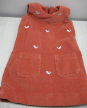 Castaway Nantucket girls small (4) corduroy jumper shift dress rust oran... - $6.54