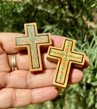 2 Pc Wood CROSS Pendant, Jesus Christ Wooden Locket Handmade, 4 cm handp... - $14.69