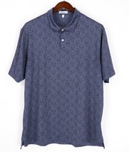 Peter Millar Carl Skull and Roses Mesh Golf Polo Shirt Mens XL Navy Blue - $42.93