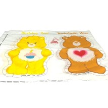 1980s Carebears Pillow Fabric Birthday &amp; Tenderheart Bears 13 Inch Am Gr... - £18.58 GBP