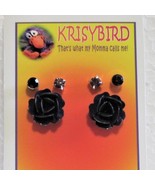 3 pair Fashion Earrings Purple Roses Amethyst and Light Amethyst Studs - $5.48 CAD