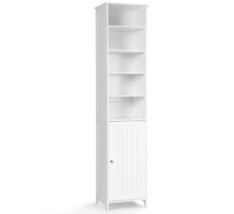 Bathroom Storage Cabinet 72 Inches Freestanding Tall Floor White Open Shelves - £96.13 GBP