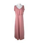 Soft Surroundings Pink Maxi Dress Medium V-Neck Ruffle - €20,56 EUR