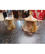 R S Prussia Germany Sugar Bowl &amp; Toothpick Holder Flowers - $40.95 CAD