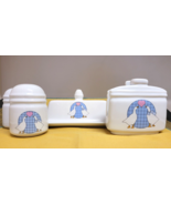 Vintage Geese and Heart Pattern Ceramic Porcelain Kitchen Accessory Set - £23.68 GBP