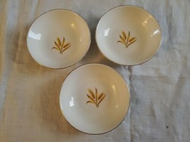 Taylor Smith Taylor Wheat Set Of 3 Dessert Fruit Bowls MCM 1950&#39;s 22K rim - £14.12 GBP