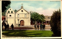 Plaza And Old Mission Church, Vintage Los Angeles California Postcard -bk37 - £5.82 GBP
