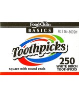 250 Square rOund TOOTHPICKS Birch wooden wood DIAMOND made PERIO AID COM... - $21.64