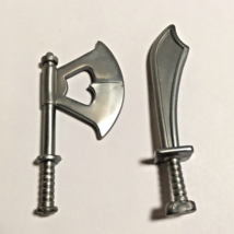 Karate Fighters Silver Axe &amp; Sword Weapon Accessory Vintage 1995 Milton Bradley - £7.22 GBP