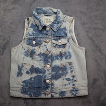 Thread Supply Vest Womens S Blue Sleeveless Button Down Pockets Collared Denim - £23.33 GBP