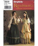 Simplicity Pattern 3809 Renaissance Costume Gown Dress Misses Szs 10 12 ... - $10.00