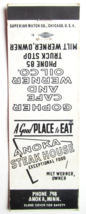 Anoka Steak House - Anoka, Minnesota Restaurant 20 Strike Matchbook Cover Werner - £1.34 GBP