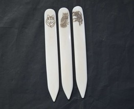 3 Pieces Bone Folder Lot One Pointed, Bear Engraving, Owl, and Wolf Engraving Wo - £15.84 GBP