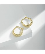 18K Yellow Gold Over Twisted Hinged Hoop Simple Earrings Women&#39;s Fashion... - £95.93 GBP