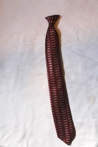Boy&#39;s Tie Silver Red Stripes 100% Polyester Clip On Easy 15.5 Inches Long Dressy - £3.95 GBP