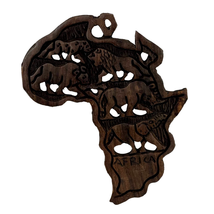 Carved Wood Africa Continent Rhino Lion Elephant Leopard Plaque Wall Han... - $49.95